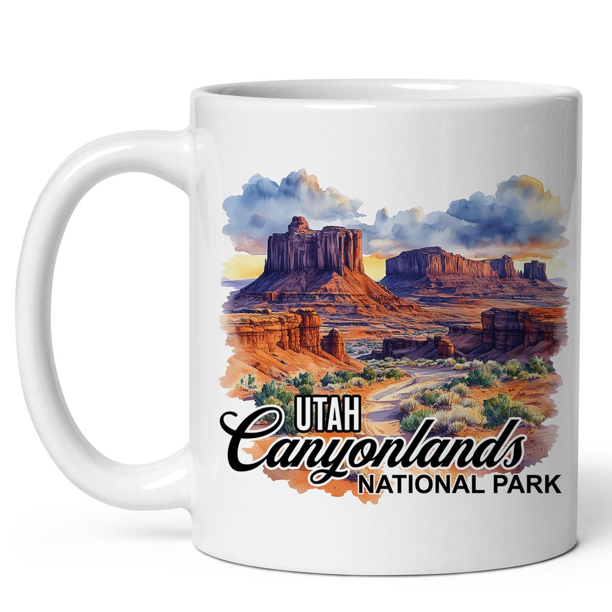 Canyonlands Utah Mug 11oz — White Ceramic Wilderness Landscape Coffee Mug