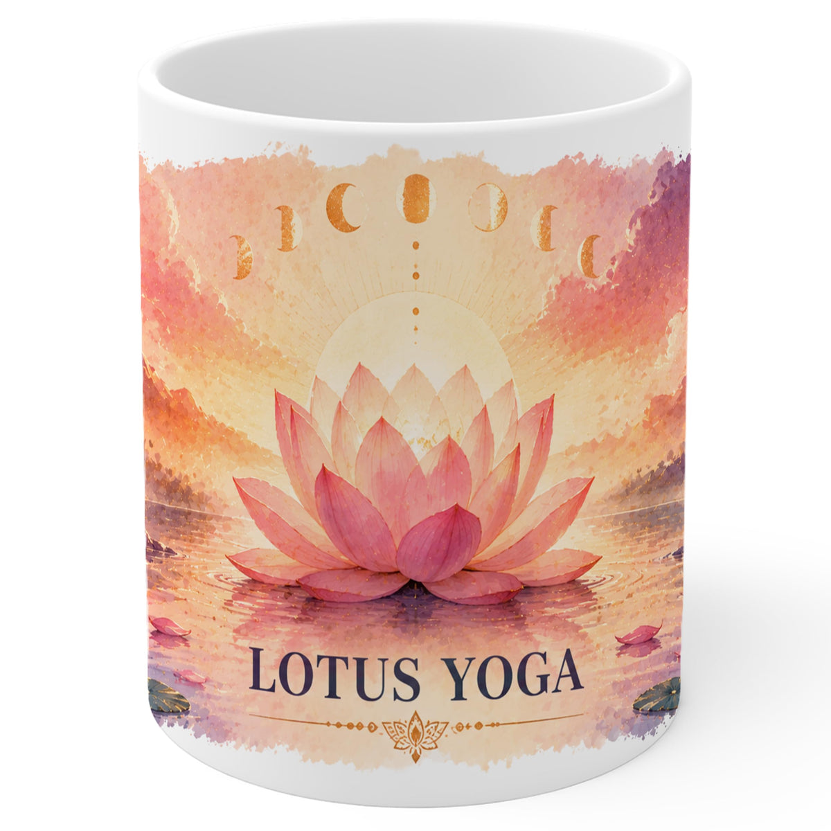 Lotus Yoga Mug 11oz — White Ceramic Coffee Mug
