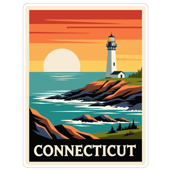 Connecticut State Sticker 4 Inch - Waterproof Vinyl Decal for Laptop Water Bottle Car Tumbler - Durable Aesthetic Long-Lasting Stickers for Adults ID44990
