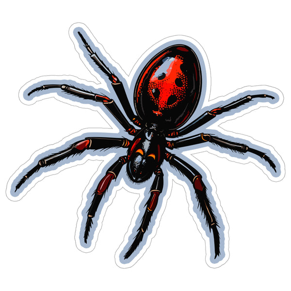 Black Widow Spider Sticker 4 Inch — Waterproof Vinyl Decal Venomous Arachnid Red Hourglass