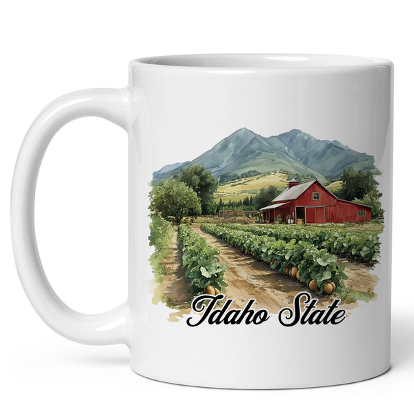 Idaho State Coffee Mug 11oz — White Ceramic Gem State Souvenir Mug
