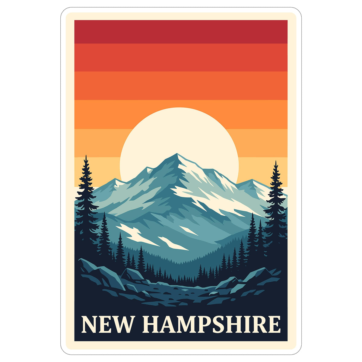 New Hampshire State Sticker 4 Inch - Waterproof Vinyl Decal for Laptop Water Bottle Car Tumbler - Durable Aesthetic Long-Lasting Stickers for Adults ID44990
