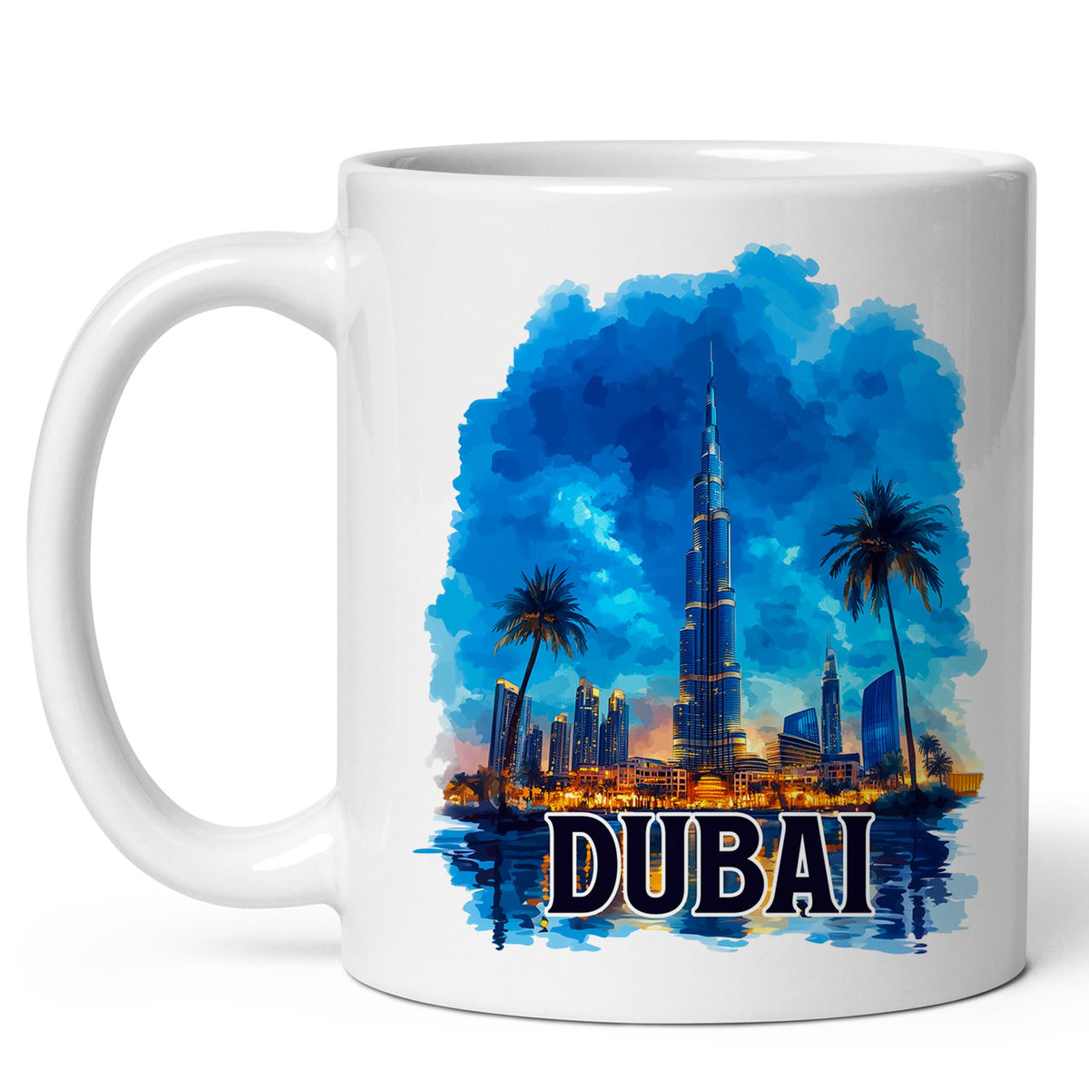 Dubai UAE United Arab Emirates Mug 11oz — White Ceramic Travel Mug