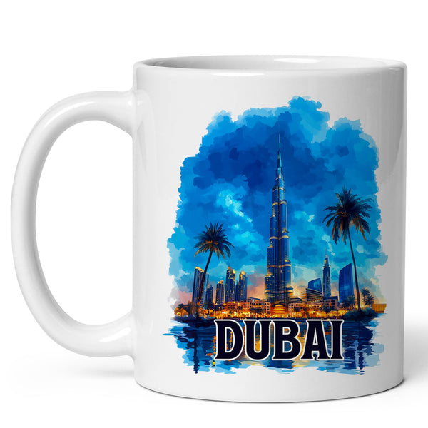 Dubai UAE United Arab Emirates Mug 11oz — White Ceramic Travel Mug