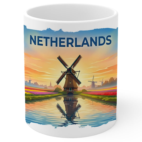 Netherlands Coffee Mug 11oz — White Ceramic Dutch Heritage Mug
