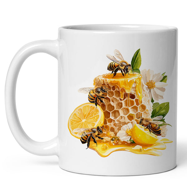 Bee Coffee Mug 11oz — Ceramic Honey Bumble Pollinator Gift Mug