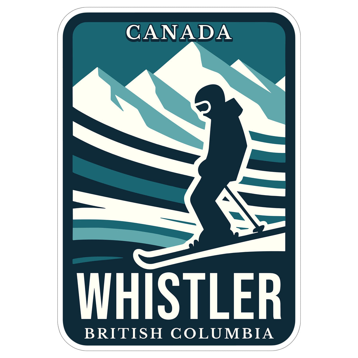 Whistler British Columbia Canada Sticker 4 Inch City Travel Souvenir - Waterproof Vinyl Decal for Laptop Water Bottle Car Tumbler - Durable Aesthetic Long-Lasting Stickers for Adults ID44990