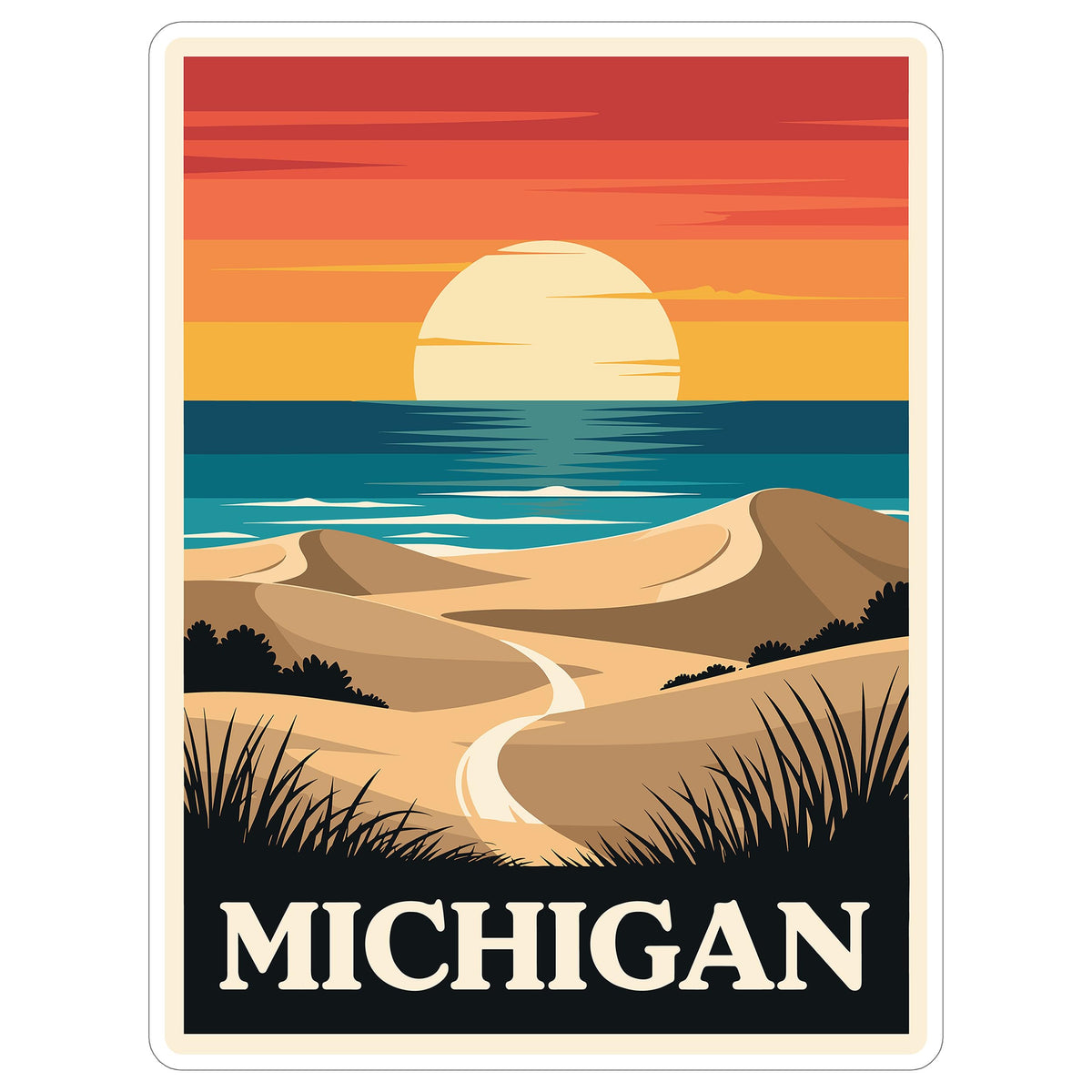 Michigan State Sticker 4 Inch - Waterproof Vinyl Decal for Laptop Water Bottle Car Tumbler - Durable Aesthetic Long-Lasting Stickers for Adults ID44990