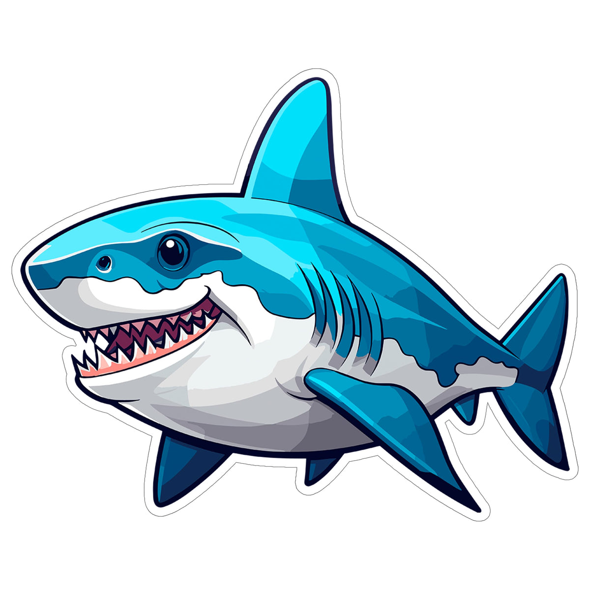 Shark Sticker 4 Inch — Waterproof Vinyl Decal Great White Predator Fishing