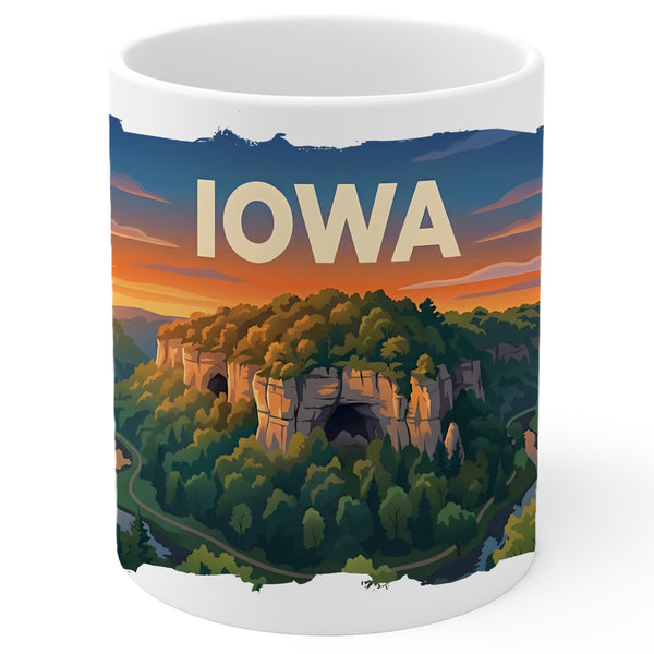 Iowa State Coffee Mug 11oz — White Ceramic Iowa Souvenir Travel Mug