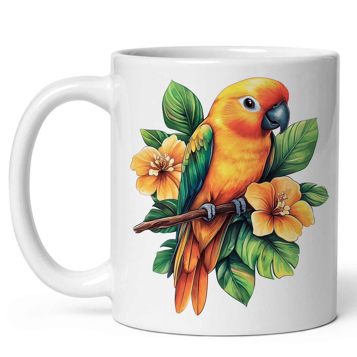 Conure Coffee Mug 11oz — Ceramic Parakeet Tropical Bird Gift Mug