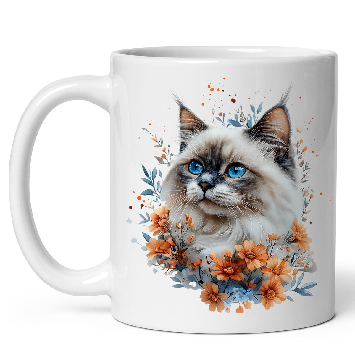 Ragdoll Cat Mug 11oz — White Ceramic Cute Raggie Cat Coffee Mug