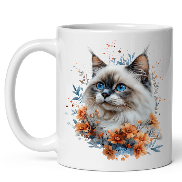 Ragdoll Cat Mug 11oz — White Ceramic Cute Raggie Cat Coffee Mug