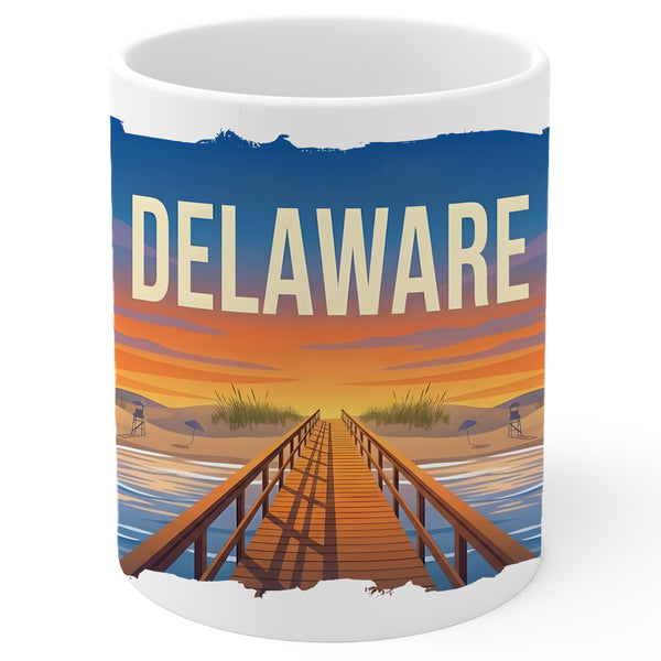 Delaware State Coffee Mug 11oz — White Ceramic First State Souvenir Mug