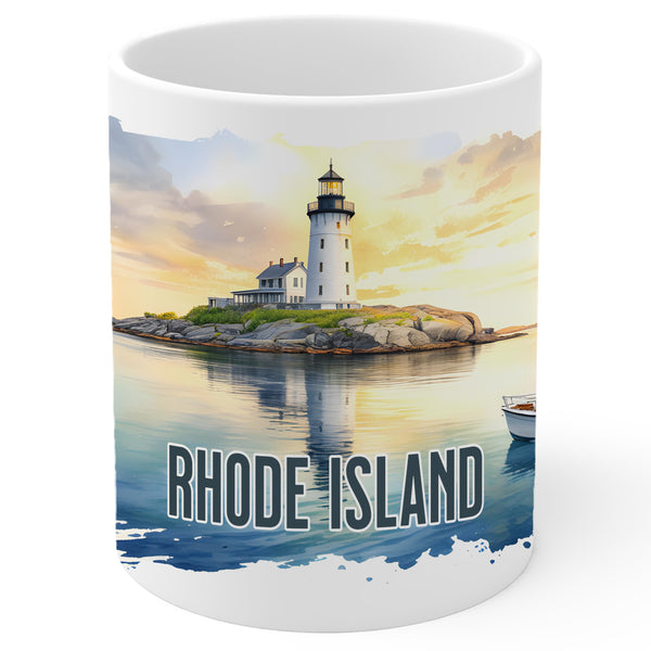 Rhode Island State Mug 11oz — White Ceramic Ocean State Coffee Mug