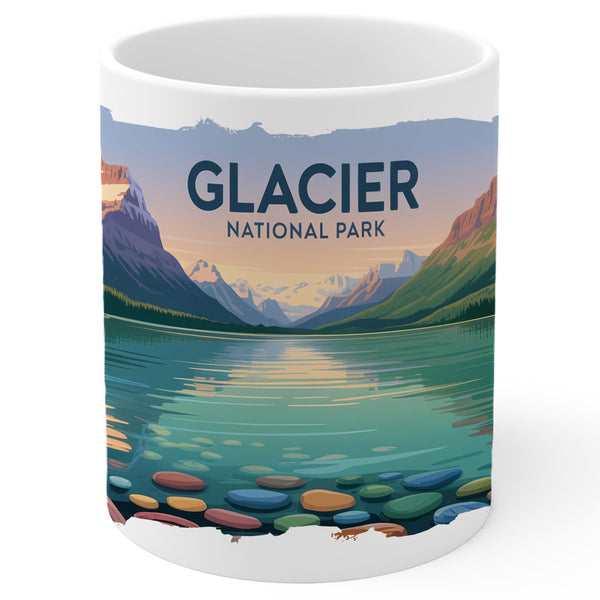 Glacier National Park Montana Mug 11oz — White Ceramic Souvenir Mug