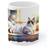 Ragdoll Cat Coffee Mug 11oz — Ceramic Floppy Raggie Blue Eyes Mug 1