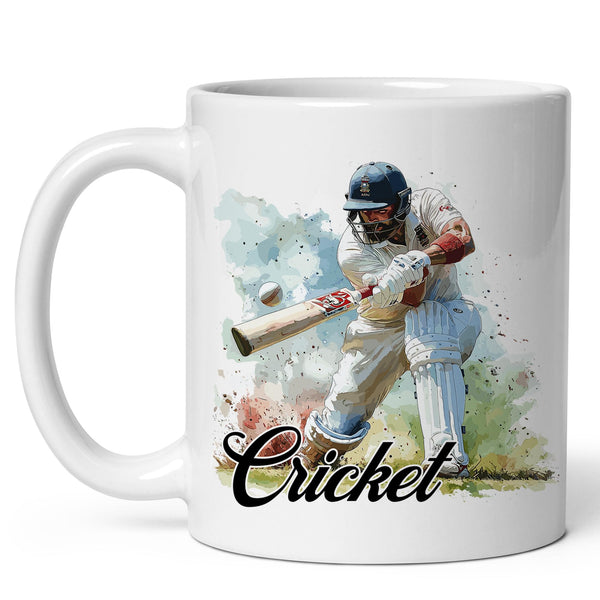 Cricket Coffee Mug 11oz — Ceramic Bat & Wicket Gift Mug for Cricket Fans