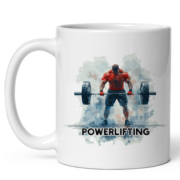Powerlifting Coffee Mug 11oz — Ceramic Squat Bench Deadlift Mug for Lifters