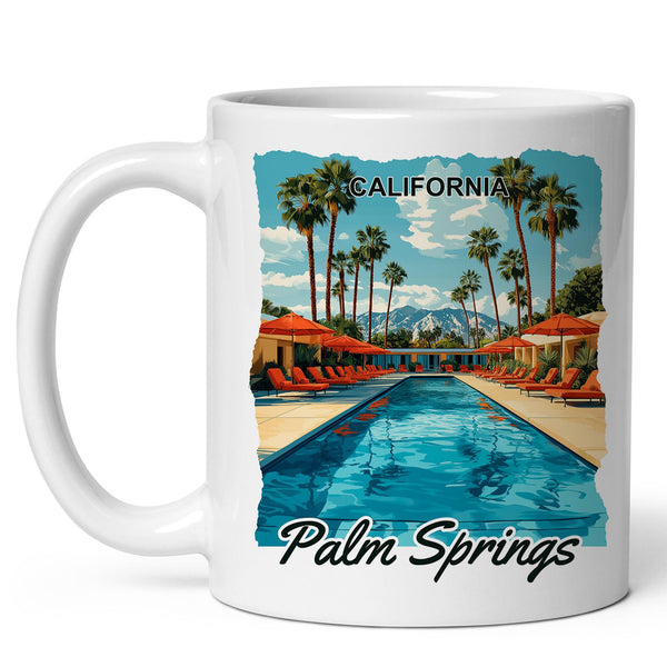 Palm Springs California Mug 11oz — White Ceramic Desert Playground Coffee Mug