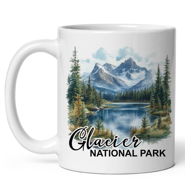 Glacier National Park Mug 11oz — White Ceramic Rocky Mountain Lake Mug