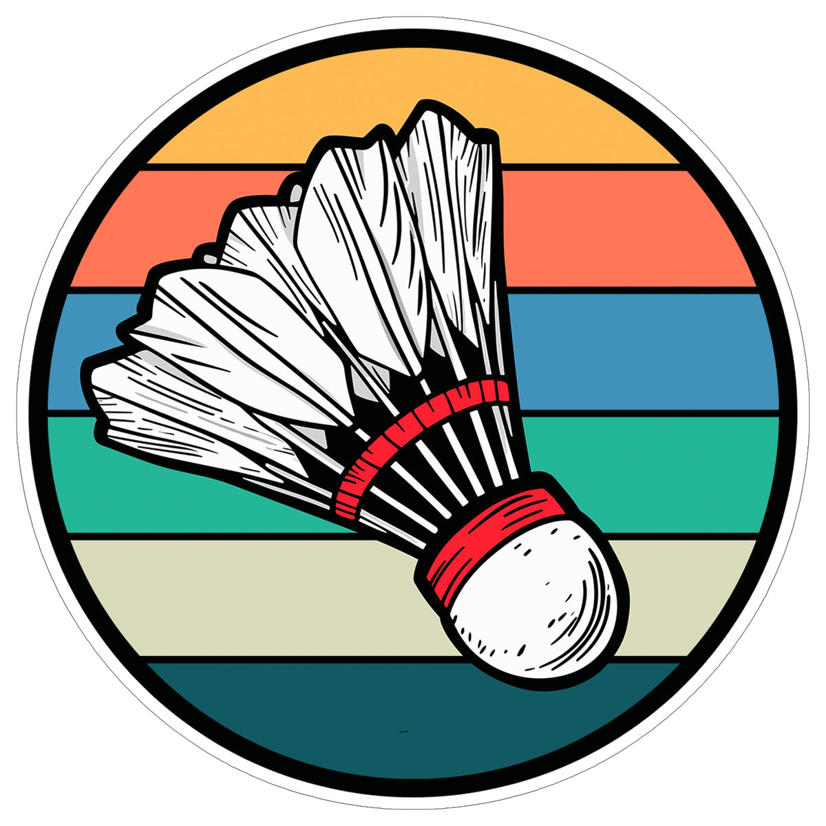 Badminton Sport Sticker 4 Inch — Waterproof Vinyl Decal Racket Shuttlecock Birdie