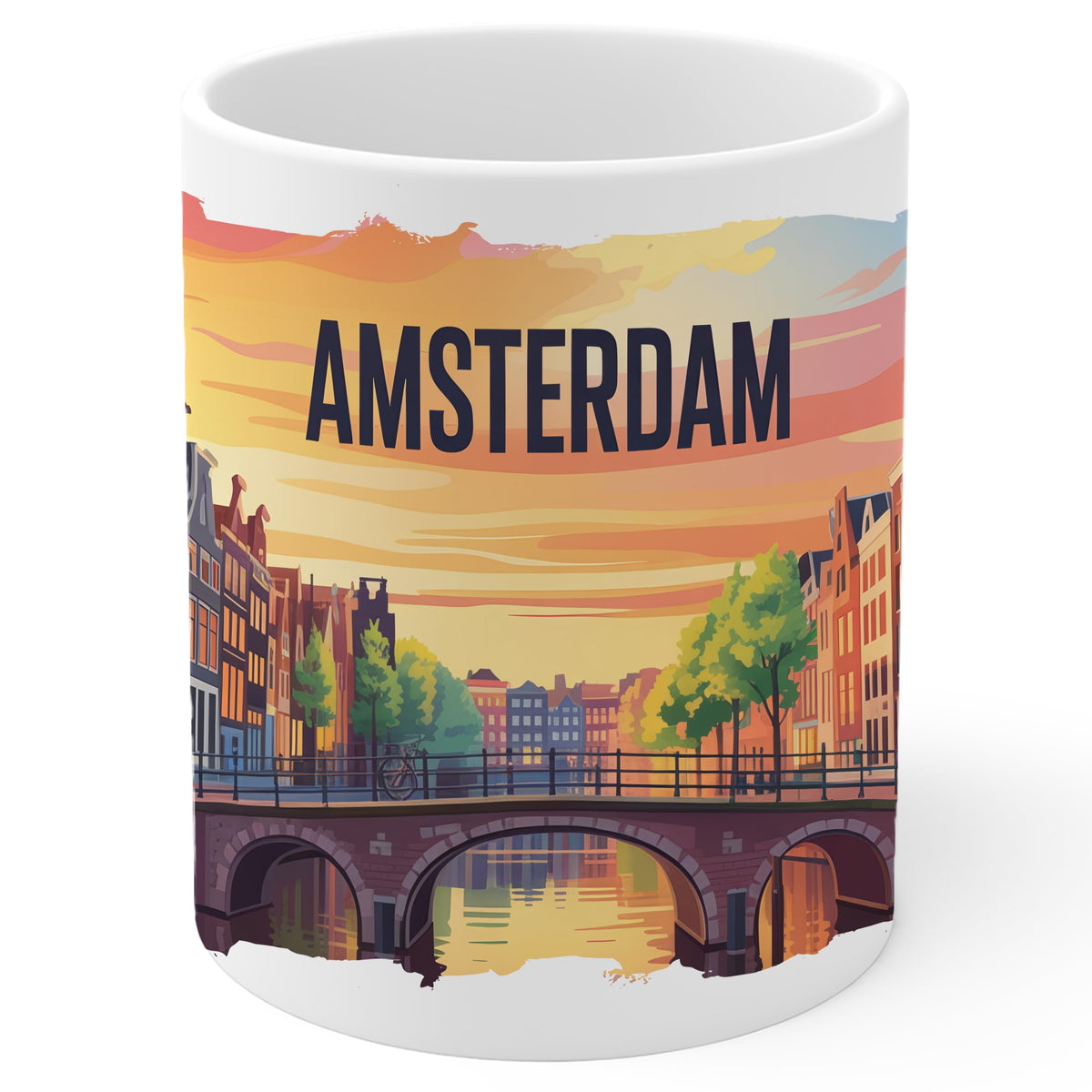 Amsterdam Netherlands Coffee Mug 11oz — White Ceramic Venice of the North Mug