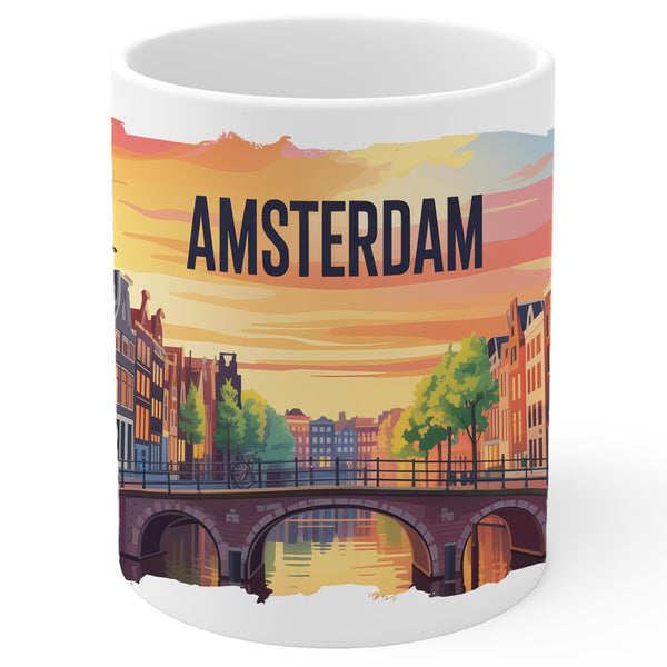 Amsterdam Netherlands Coffee Mug 11oz — White Ceramic Venice of the North Mug
