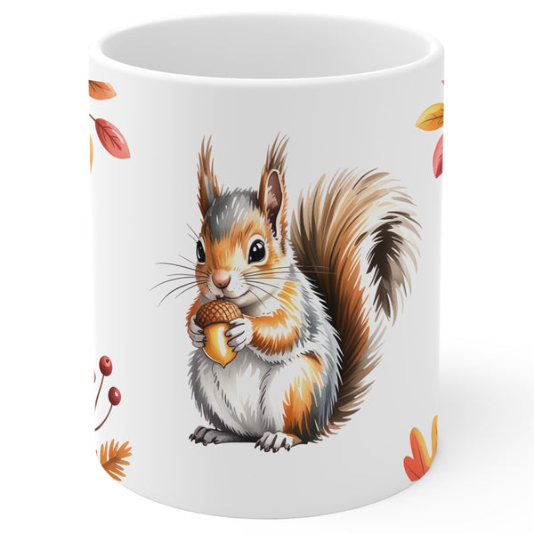 Squirrel Coffee Mug 11oz — Ceramic Acorn Bushy Tail Wildlife Mug