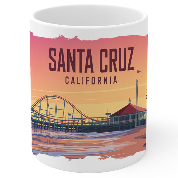 Santa Cruz California Mug 11oz — White Ceramic Surf City Coffee Mug