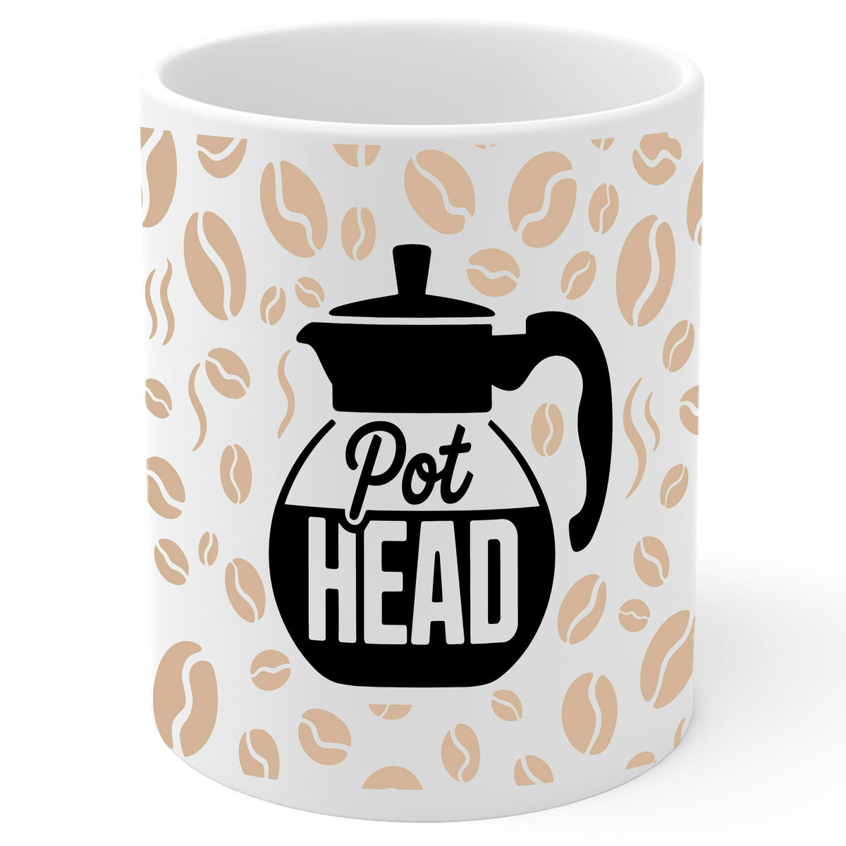 Pot Head Mug 11oz — White Ceramic Plant Lover Funny Pun Coffee Mug