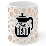 Pot Head Mug 11oz — White Ceramic Plant Lover Funny Pun Coffee Mug 1