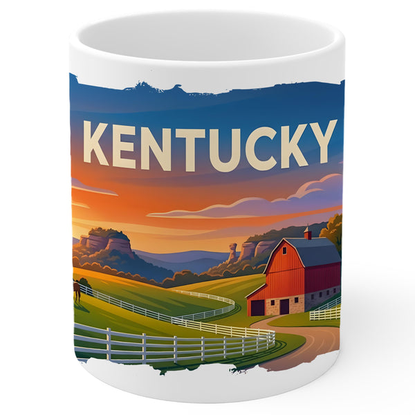 Kentucky State Mug 11oz — White Ceramic Bluegrass State KY Coffee Mug