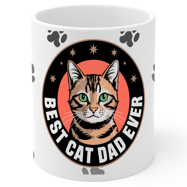 Best Cat Dad Ever Mug 11oz — White Ceramic Pet Lover Coffee Mug