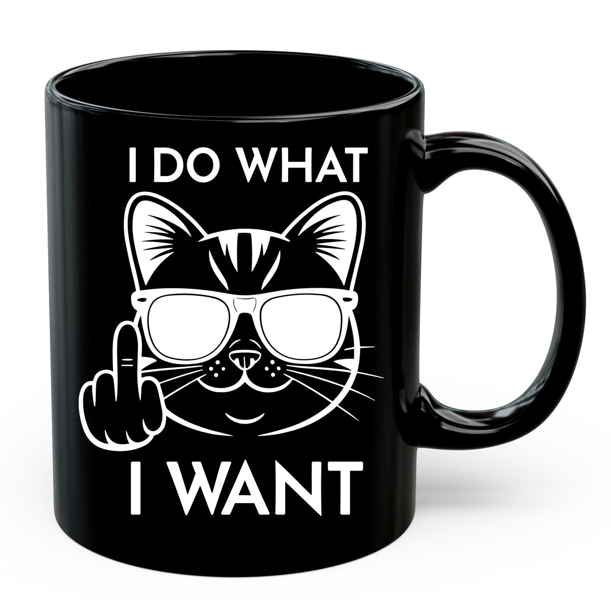 I Do What I Want Mug 11oz — Black Ceramic Funny Cat Meme Coffee Mug