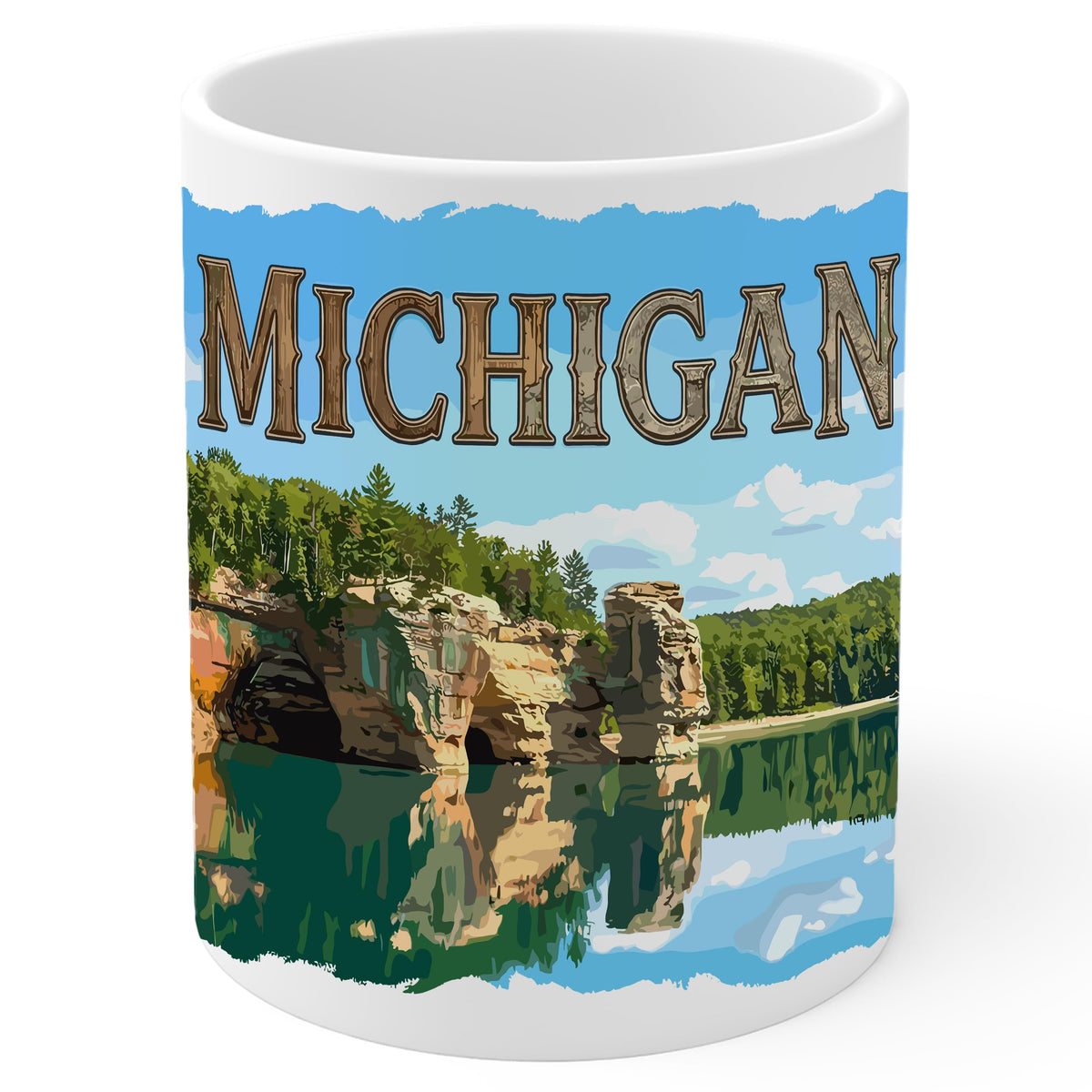 Michigan State Coffee Mug 11oz — White Ceramic Great Lakes State Mug