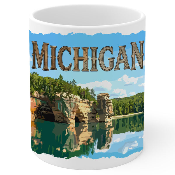 Michigan State Coffee Mug 11oz — White Ceramic Great Lakes State Mug