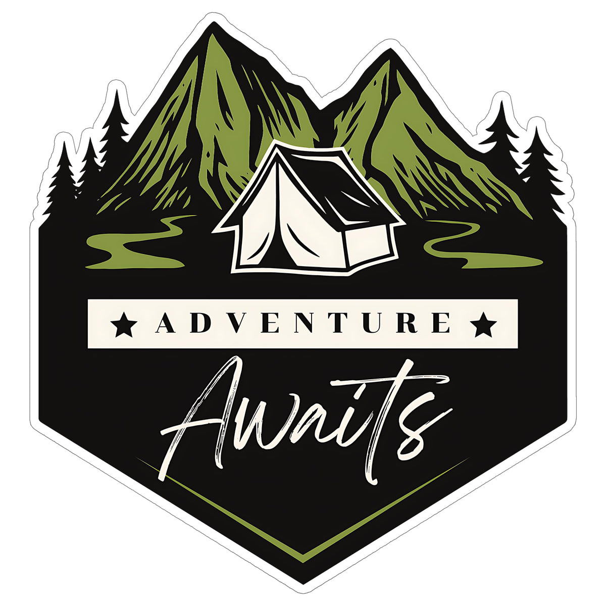 Adventure Awaits Sticker 4 Inch — Waterproof Vinyl Decal Hiking Camping Outdoors