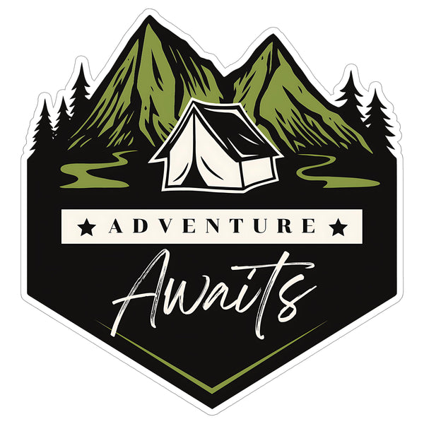 Adventure Awaits Sticker 4 Inch — Waterproof Vinyl Decal Hiking Camping Outdoors