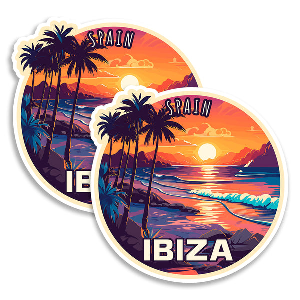 Ibiza Spain Magnet 4 Inch 2-Pack Island Mediterranean – Strong Vinyl Decorative Travel Magnets for Fridge Locker Kitchen Office – Cute Fun Aesthetic Cool Durable & Long-Lasting Souvenir ID44999
