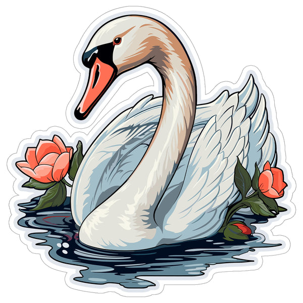 Swan Sticker 4 Inch — Waterproof Vinyl Decal Graceful Mute Trumpeter Lake