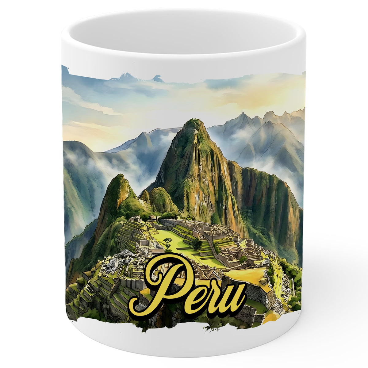 Peru Coffee Mug 11oz — White Ceramic Andean Heritage Mug