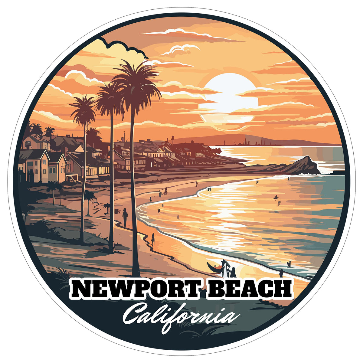 Newport Beach California Sticker 4 Inch — Waterproof Vinyl Decal Ocean Coastal