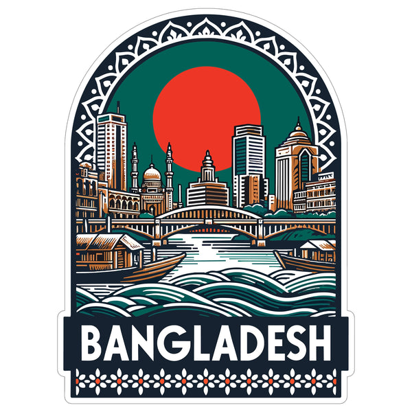 Bangladesh Sticker 4 Inch City Travel Souvenir Destination - Waterproof Vinyl Decal for Laptop Water Bottle Car Tumbler - Durable Aesthetic Long-Lasting Stickers for Adults ID44990