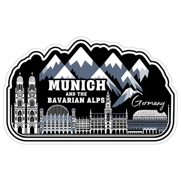 Germany Munich and The Bavarian Alps Sticker 4 Inch City Travel Souvenir - Waterproof Vinyl Decal for Laptop Water Bottle Car Tumbler - Durable Aesthetic Long-Lasting Stickers for Adults ID44990