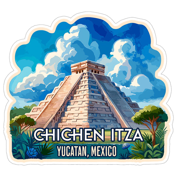 Chichen Itza Yucatan Mexico Sticker 4 Inch City Travel Souvenir Destination - Waterproof Vinyl Decal for Laptop Water Bottle Car Tumbler - Durable Aesthetic Long-Lasting Stickers for Adults ID44990