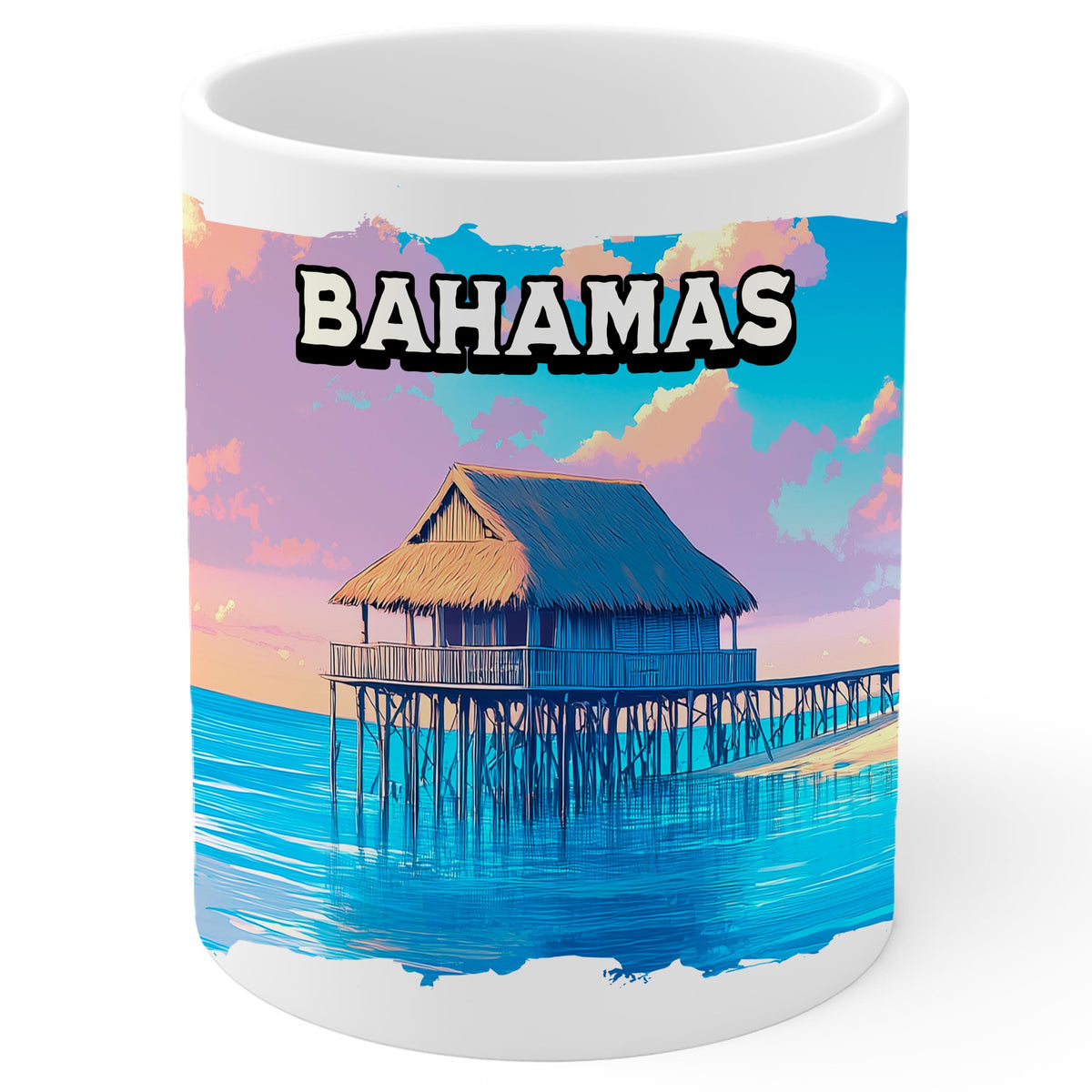 Bahamas Coffee Mug 11oz — White Ceramic Turquoise Waters Mug