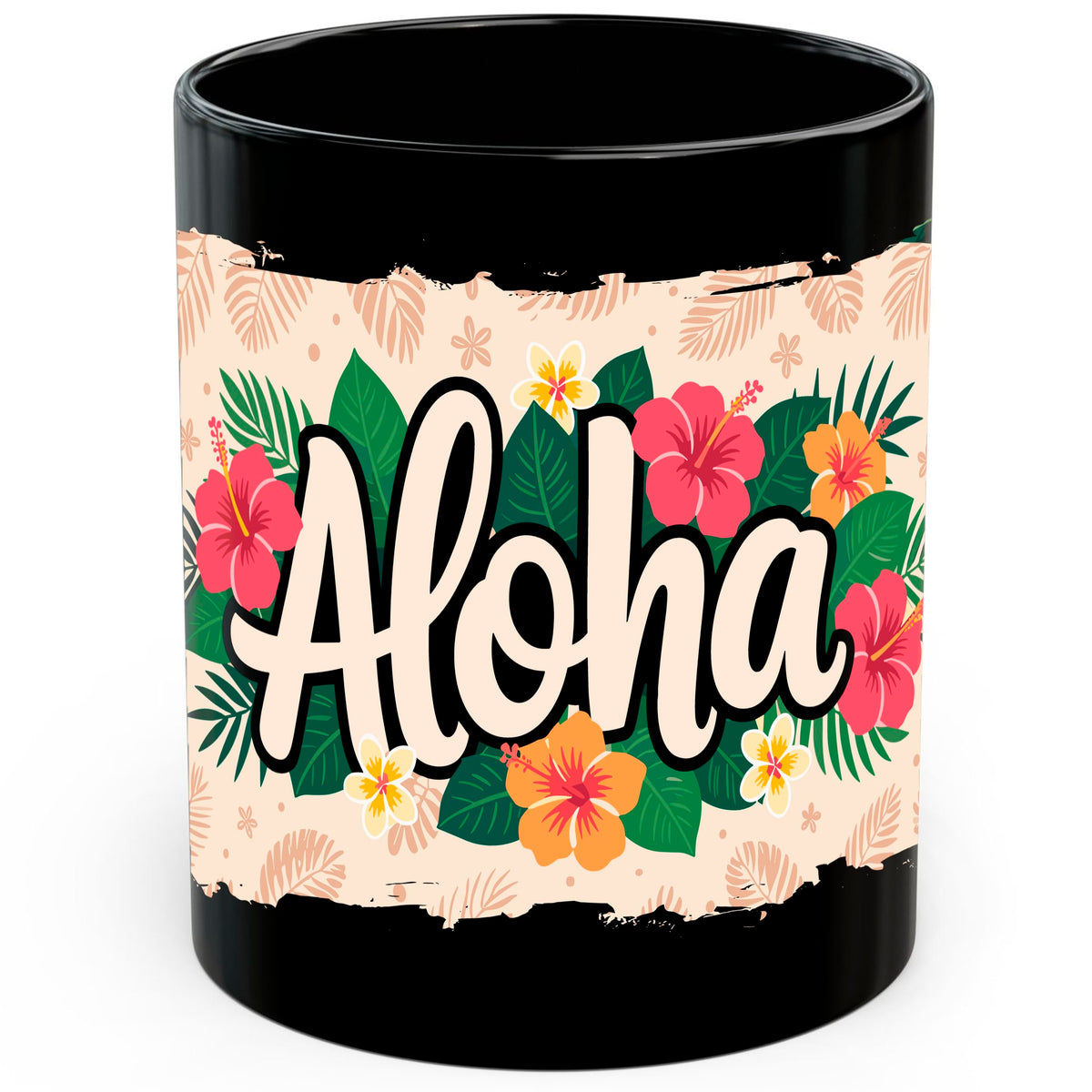 Aloha Hawaii Coffee Mug 11oz — Black Ceramic Hawaiian Tropical Island Vibes Mug