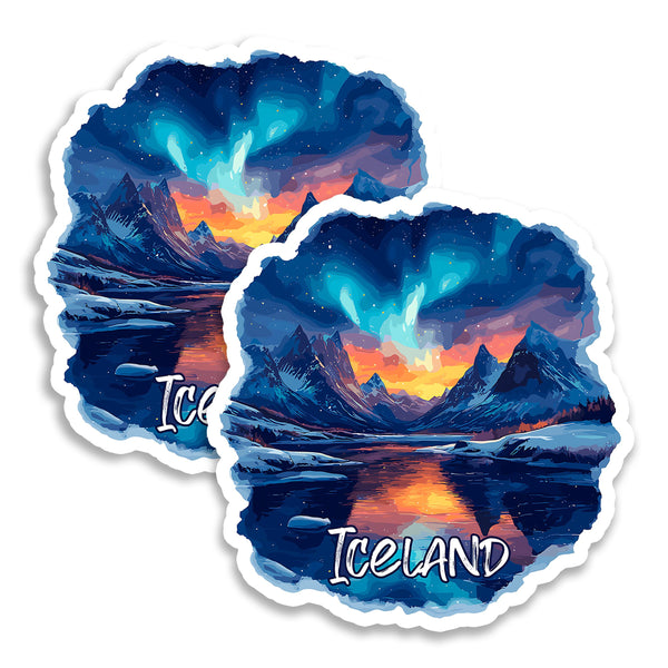 Iceland Magnet 4 Inch 2-Pack Fire Ice – Strong Vinyl Decorative Travel Magnets for Fridge Locker Kitchen Office – Cute Fun Aesthetic Cool Durable & Long-Lasting Souvenir ID44999