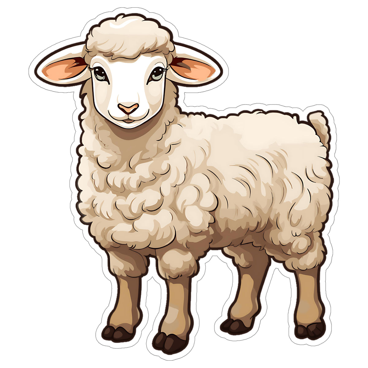 Sheep Sticker 4 Inch — Waterproof Vinyl Decal Fluffy Pastoral Farm Animal